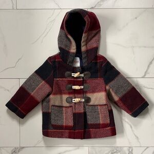 Cat & Jack Burgundy and Navy Plaid Kids Coat
